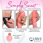 Simply Sweet Wavy Silicone Dildo For Men, Women, & Couples. Firm And Flexible Strong Suction Base. 1 Piece, Pink.