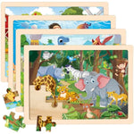 4 Packs Puzzles For Kids Ages 4-6, Wooden Animals Jigsaw Puzzles For Toddlers Ages 2-4, Preschool Educational Puzzles Boards Toys Gifts For 3 4 5 6 Boys Girls