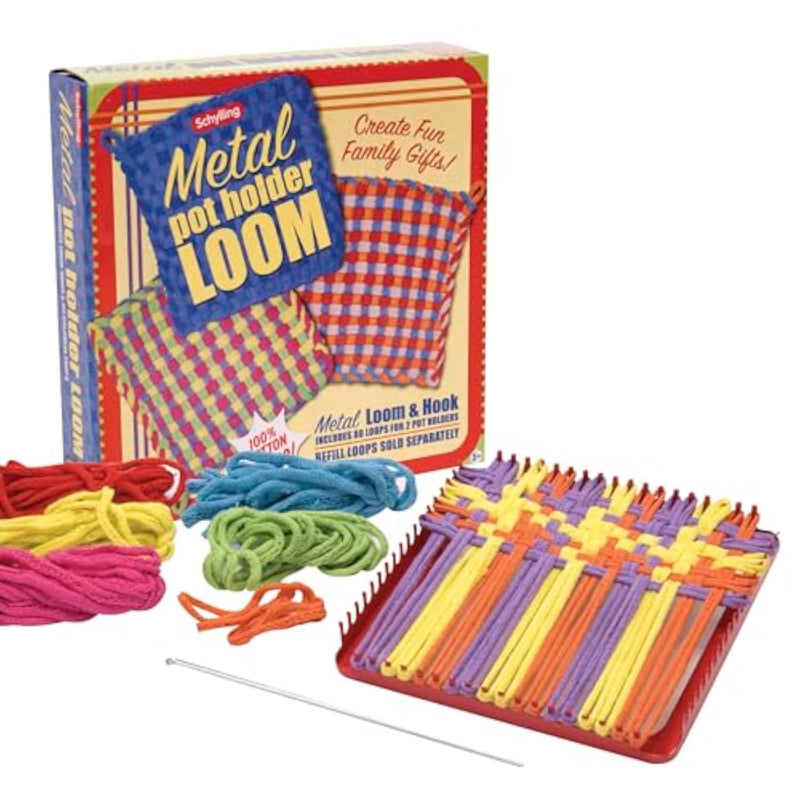 Schylling Metal Pot Holder Loom Kit Classic Durable Weaving Frame for Making Pot Holders