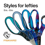 Fiskars 5 Inch SoftGrip Left-Handed Pointed-Tip Scissors for Kids Ages 4-7, Blue