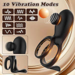 Vibrating Cock Ring Adult Sex Toy For Men, Streach Silicone Penis Ring Vibrator, Forceful Cock Toy For Men Women & Couple'S Pleasure, With 10 Vibration Modes (Black)