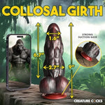 King Kong Silicone Dildo For Beginners, Men, Women, & Couples. Fantasy Dildo And Suction Cup Base. Harness Compatible, Premium Silicone. 1 Piece, Silver & Orange.