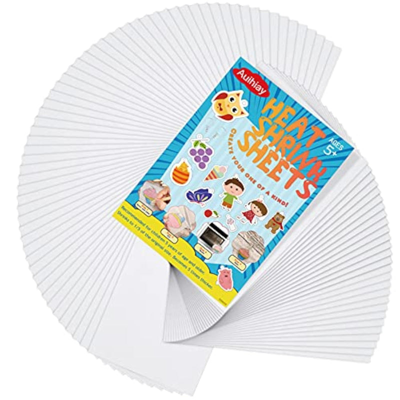 100 Pcs Mini Shrink Plastic Sheets for Kids, 3 x 2 Inch Sanded Craft Film