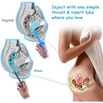 Lube Applicator Syringes, Lubricant Tube Shooter With Smooth Rounded Cap For Men, Women & Couples, Reusable, Easy Use & Clean [10Ml Scales][2 Pcs Gray & 2Pcs Blue]