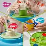 Kids Pottery Studio Set with Motorized Clay Wheel, Molds, Tools, Paints & Clay
