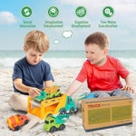 Toddler Toys Trucks For 3 4 Year Old Boy, Kids Toy Cars With Dump Truck Toy, Crane, Mixer Cement, No Bpa, No Phthalates, Pvc, Baby Toys For Ages 3-4, Baby Boy Gifts For Birthday Christmas