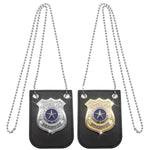 2 Pcs Police Badge Pretend Play Toys Set With Chain And Belt Clip For Kids Dress Up Game, Detective Role Play