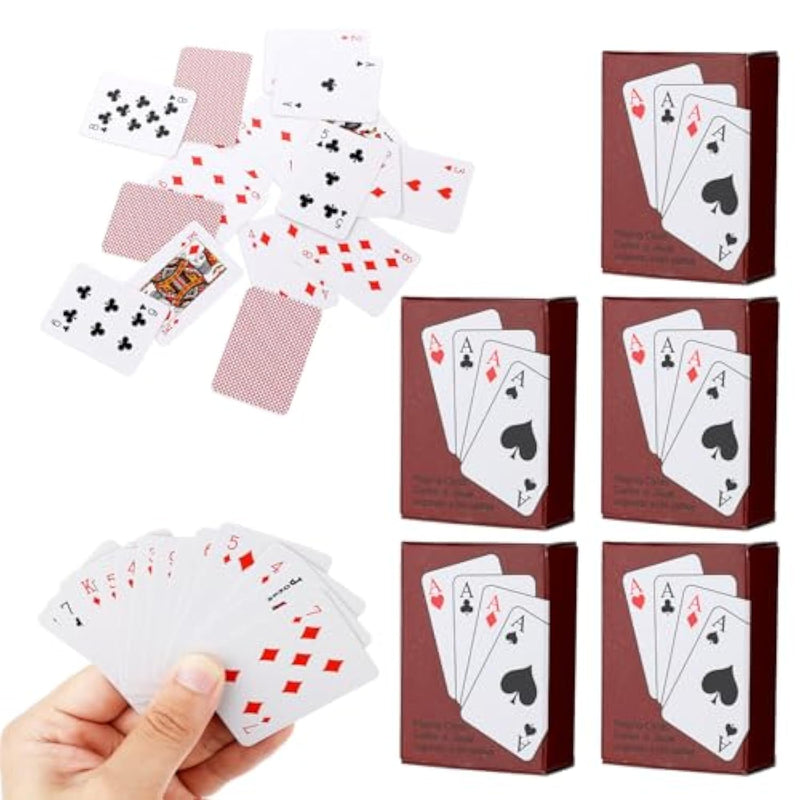 5 Decks Mini Playing Cards, Party Spoof Fun Smal Playing Cards, Miniature Poker Cards, Mini Poker Game For Adults, Party Favor, Tiny Deck Of Novelty Party Gift For Christmas, Halloween, Par, New Year
