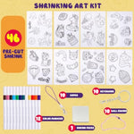89 Pcs Unicorn Shrink Plastic Art Kit with 46 Shapes, 12 Markers & Accessories