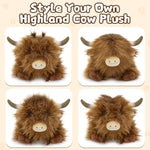 Highland Cow Stuffed Animal With Baby Calves Inside Belly,20'' Mommy Brown Highland Cow Gift For Kid Girl Boy Hyland Cattle Pillow, Cute Farm/Wildlife Stuffed Animals For Birthday Party Decor