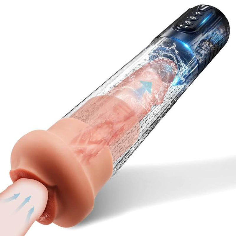 Waterproof Realistic Male Masturbator,Adult Sex Toys For Men,Sucking & Pumping Male Sex Toy, Premuim Quiality Pocket Pussy Stroker, Follyee Penis Trainer Glans Stimulator Male Vibrator Penis Pump