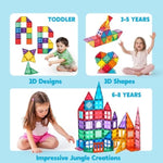 110Pcs Magnetic Building Tiles - 3D Magnet Tiles With Vehicle - Construction Blocks Set For Kids - Stem Sensory Learning Educational Toys Birthday Gift For 3 4 5 6 7 Year Old
