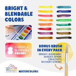 8 Color Bulk Watercolor Paint Set with Wood Brushes, 1 Pack