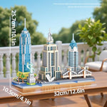 New York Skyline Micro Mini Blocks Building Set, The Statue Of Liberty,Empire State Architecture Building, Brooklyn Bridge, Gift For Kids And Adults (3262 Pieces)