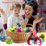 Easter Eggs Filled With Dinosaur Toys Jumbo Deformation Dinosaur Eggs Easters Egg Fillers Plastic Surprise Egg Easters Basket Stuffers Easter Party Favors For Kids Boys Girls Toddlers 6 Pack