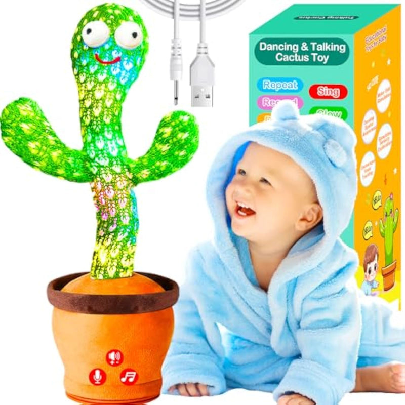 Rechargeable Baby Toys Dancing Talking Cactus Toy For Baby, Volume Adjustable, Singing, Mimicking, Repeating, Baby Infant Toys For Girls Boys, Birthday/Chirstmas Gifts For 1 Year Old