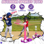 Erixazs Tball Set For Kids, Pink T Ball Sets For Toddlers 1-3 Girls, Baseball Toys With 6 Balls/Glove/Pitching Machine/Bat/Tee, Outdoor Sports Gifts For Girls(Pink)