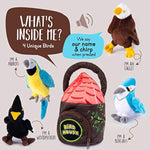 Talking Plush Audubon Birds | Audubon Stuffed Bird | Talking Bird Toy | Audubon Bird Stuffed Animals | Plush Birds With Authentic Sound | Includes 4 Talking Birds | Plush Bird House Shaped Carrier