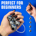 Metal Anal Beads with 5 Balls and Pull Ring for Beginners Anal Trainer Toy