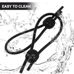 2Pcs Conductive Silicone Loops Adjustable Rings Electro Massager E Stim Accessories For Men Couples (Black)