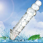 Prostate Massager Glass Pure Wand Anal Toys With Anal Beads,Crystal Penis Double Head Glass Dildo With 3 Big Beads Female Masturbation Pleasure Wand Massage Dildo Anal Plug Sex Toy For Men Women