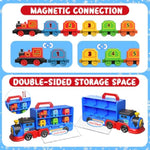 Toys For 3 4 5 6 Year Old Boys For Kids Girl Boy Toys,2-In-1 Toddler Toy Trucks Christmas Train Set With Light & Sounds Include 1 Transport Toy Trucks,6 Magnetic Trains