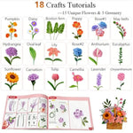 850 Pcs Pipe Cleaner Flower Kit, 16 Colors with Pearls, Stamens, Ribbon & Tape