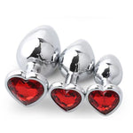 Metal Anal Plug Set,3 Piece Heart Shaped Anal Trainer Anal Plug,S&M Adult Erotic Anal Trainer,For Beginners,Unisex,Couples,Large/Medium/Small (Red)