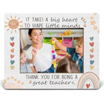 Boho Sun Rainbow Teacher Picture Frame, 5 x 7 Inch Wooden Appreciation Gift