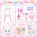 Interactive Cat Toys For Kids With Crossbody Bags, Stuffed Cat Plush With Leash Walking Meow Pretend Play Kitty Robot Pet Toy, Electronic Realistic Cute Stuff For Girls Plushies Toddler Toys