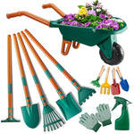 Kids Gardening Set-12 Pcs Kids Gardening Tools Wheelbarrow Set With Shovel, Leaf Rake, Gloves, Spray Bottle-Toddler Gardening Set Play Outdoor Educational Stem Learning For Boys Girls Age 3 4 5 6 7 8+