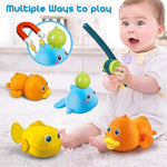 Bath Toys For Toddlers, Magnetic Fishing Games Kids Bathtub Toys, Mold Free Wind-Up Toys Swimming Fish Duck Whale Floating Water Toys For Kids Baby Infant