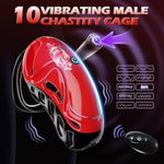 Male Chastity Device with 10 Vibrations and App Control - Adjustable Penis Cage for Men