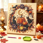 Halloween Ghost Pearl Diamond Art Kit, 3D Mosaic Pumpkin Canvas Craft for Adults