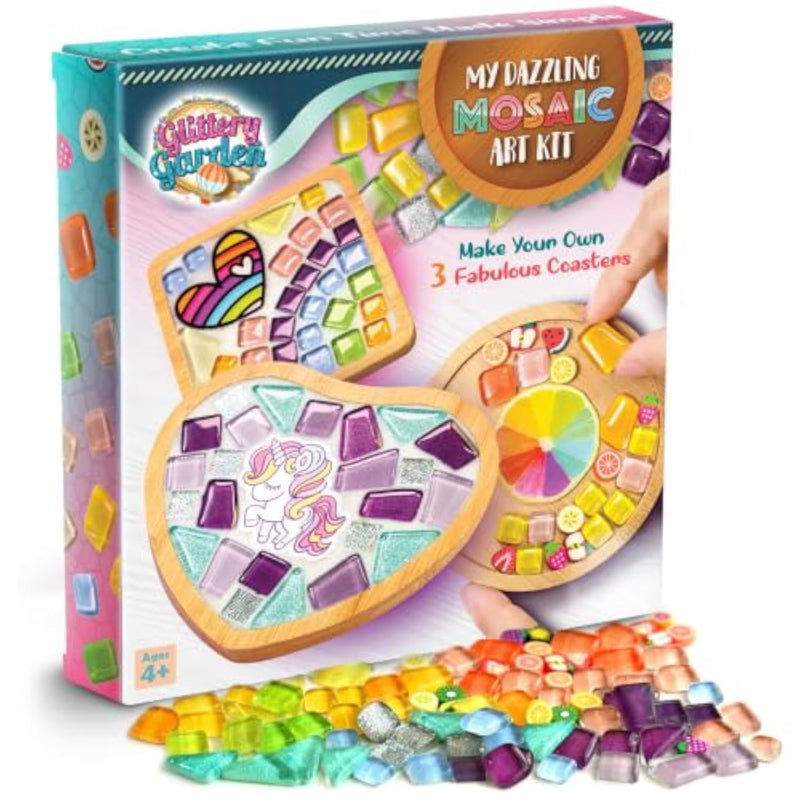 Mosaic Glass Tile Coaster Decorating Craft Kit for Kids