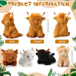 5 Pcs Highland Cows Stuffed Animal 13.78 Inch Mommy Highland Cow Plush With 4 Little Babies Soft Plush Gifts Set For Birthday Party Favors(Sitting Style)