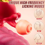 Adult Sex Toys For Women – 4-In-1 Vibrator With Tongue Thrusting Dildos, G Spot Dildo & 10 Clitoral Licking Modes, Rose Sex Toy For Female Pleasure & Couple Games