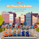 20-Piece Set Wooden Road Signs For Kids – Traffic Signs With Action Figures For Kids - Traffic Lights, Street Signs, Stop Sign, Toy People, Construction Workers, Community Helpers & Police Figures