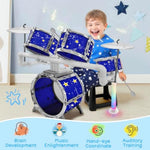 Upgraded Kids Drum Set Jazz Drums Kit With 5 Drums - Toddler Music Toys Learning Instruments Xmas Birthday Gifts For Toddlers 3 4 5 6 7 Boys Girls, Blue