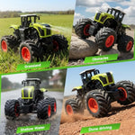 Remote Control Monster Truck Tractor Toy, 1:16 Scale Big Monster Trucks Toys For Kids 3-5-7, 2.4 Ghz Rc Car Toy Tractors Set With Light & Sound, Farm Vehicle Toys For 3 4 6 7 8 Year Old Boys Girls