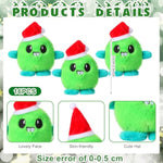 16 Pcs Christmas Small Stuffed Animals Bulk Plush Monsters For Kids 4" Mini Plush Soft Toy Lime Green Monsters With Santa Hat For Christmas Party Favor Gift