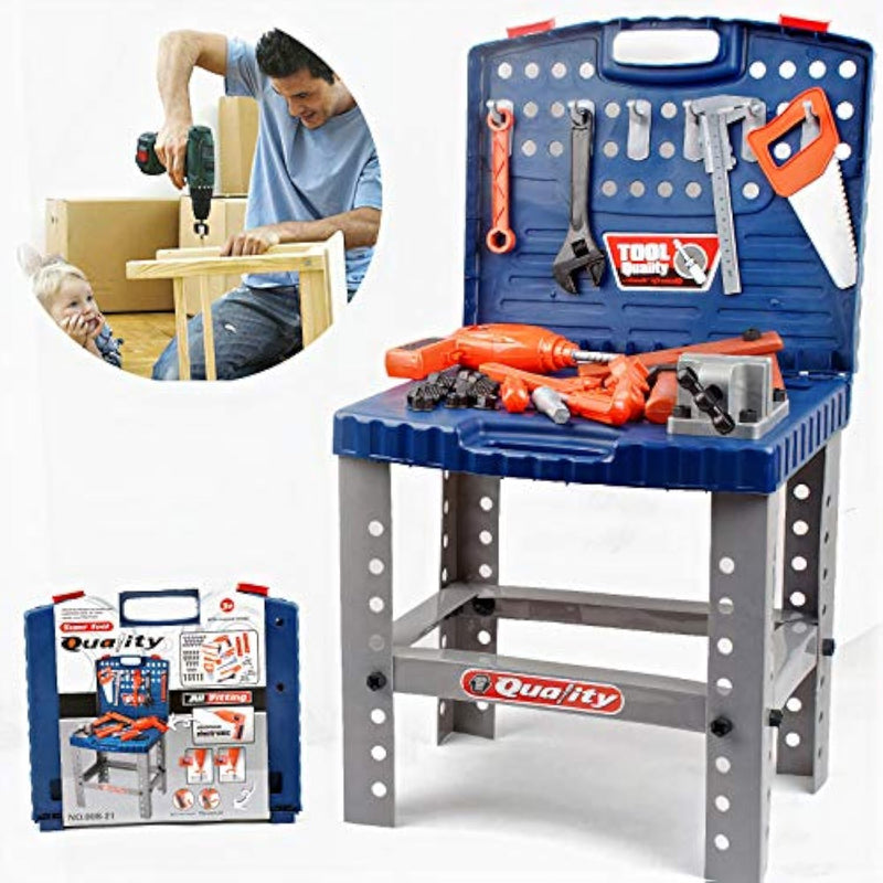 Liberty Imports Toy Tool Workbench for Kids Pretend Play - Construction Workshop Toolbench STEM Building Toys with Realistic Tools and Electric Drill