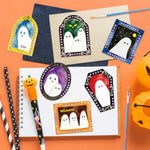 Halloween Wood Ghost Craft DIY Magnet Frames Ornaments for Kids, 24 Pieces