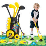 Toddler Golf Set With Cart, 4 Upgraded Handle Clubs, 47.2" Putting Mat, 8 Balls, Training Accessories For 3 4 5+ Years Old Boys Girls