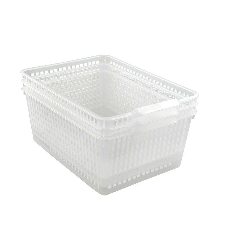 Large Plastic Storage Organization Bins Basket, Set Of 3, Clear