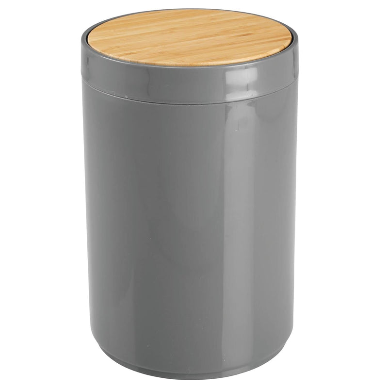 Mdesign Plastic Round Trash Can Small Wastebasket - Garbage Bin Container With S