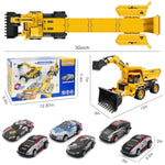 W/Semi Truck With 6 Small Toy Cars, 4-In-1 Mini Excavator, Bulldozer, Engineering Vehicles Toddler Toys W/Lights & Sounds, Model Kids Toys For Ages 5-7