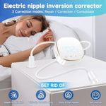 Electric Nipple Inverted Corrector Sunken Short Nipples Sucker Correction Puller Breastfeeding Pump Led Touch Screen Rechargeable Portable For Women&Men - White