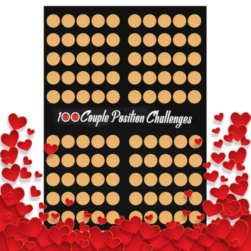 20.75''X16.5'' Position Scratch Off Poster For Adults - 100 Couple Position Challenges - The Love Game Date Night Ideas - Birthday Gift For Him Her Wife Husband