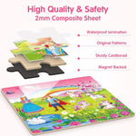 Unicorn Princess Mermaid Magnetic Puzzles For Toddlers 3-5, 36 Pieces Travel Puzzles For Kids Ages 4-8, Airplane Car Road Trip Activities Games Toys For 3 4 5 6 Year Old Girls Birthday Gifts